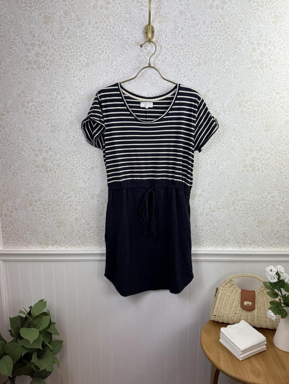 Chinti & Parker Navy Striped Organic Cotton T-Shirt Dress - Size - Small